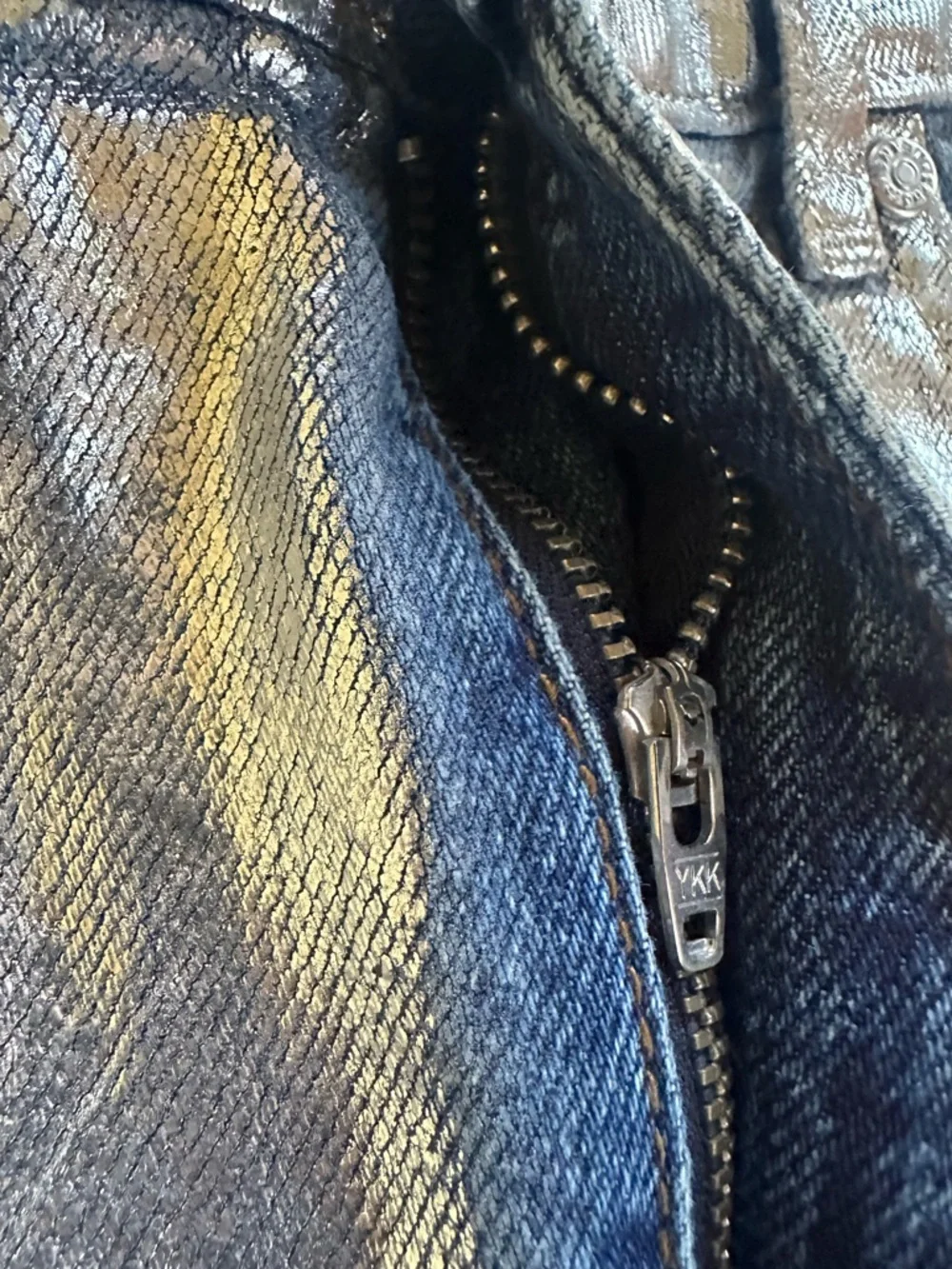 Sandro Metallic Silver & Denim Mini Skirt Size Small (1) Excellent Condition! - Picture 8 of 12